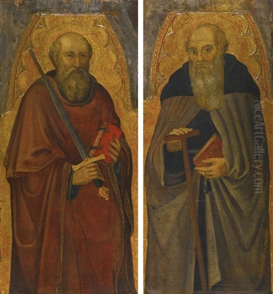 Saint Peter; Saint Anthony Abbot (pair) Oil Painting by Taddeo Di Bartolo