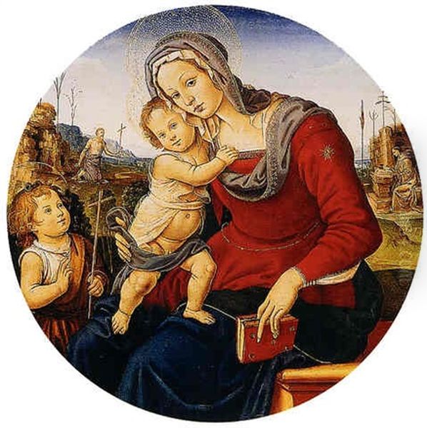 Madonna Col Bambino E San Giovannino, San Girolamo E San Francesco Oil Painting by  Bartolomeo di Giovanni