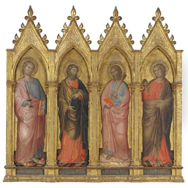 San Simone Zelota; San Giuda Taddeo; San Giacomo Minore; San Filippo (set Of 4) Oil Painting by Martino di Bartolommeo di Biagio