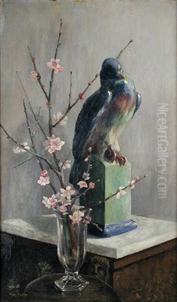 Gilbert Bayes's Pigeon With Almond Blossom Oil Painting by Mary Georgina Barton