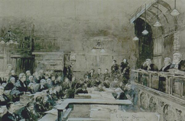 Closing Speech, Parnell Commission, 22nd November 1880 Oil Painting by Rose Maynard Barton