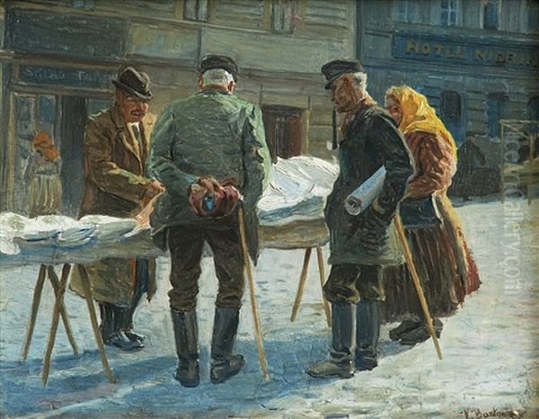 On The Market Oil Painting by Vojtech Bartonek