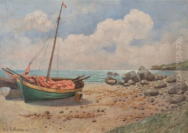 Boot Am Strand Oil Painting by Karl Joseph Bartoschek