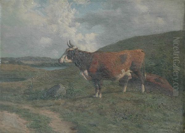 Cow In A Pasture Oil Painting by Carl Frederik Bartsch