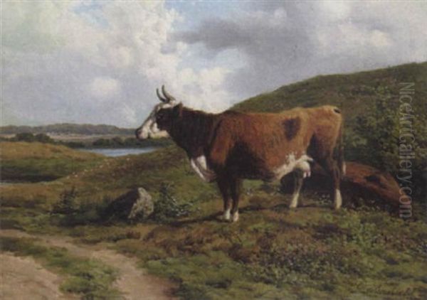 Landskab Med Koer Oil Painting by Carl Frederik Bartsch