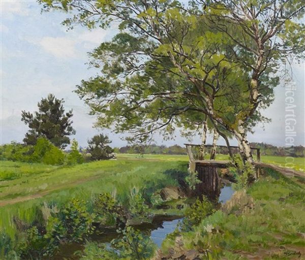 Fruhlingslandschaft Bei Worpswede Oil Painting by Wilhelm Bartsch