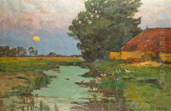 Bauernhof Am Bachlauf Oil Painting by Wilhelm Bartsch