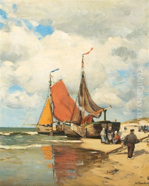 Fischer Am Hollandischen Strand Oil Painting by Wilhelm Bartsch