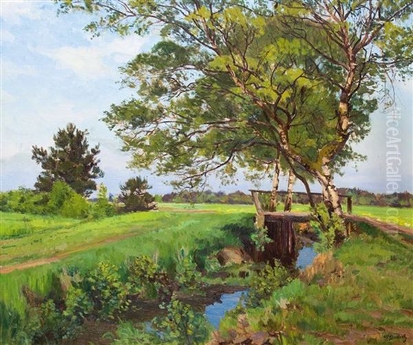 Moorgraben Mit Birken Oil Painting by Wilhelm Bartsch