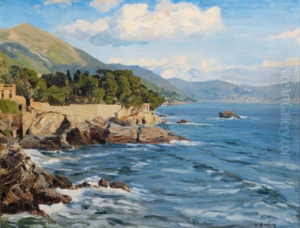 Pine Grove At The Ligurian Coast Oil Painting by Wilhelm Bartsch