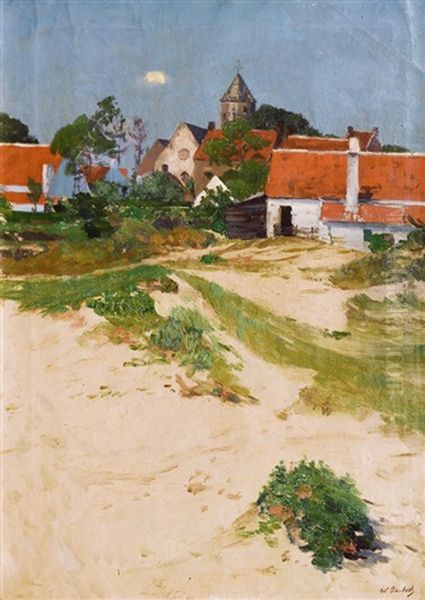 Small Town In The Dunes Oil Painting by Wilhelm Bartsch