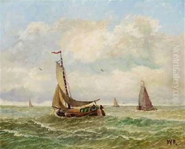 Segler Auf See Oil Painting by Wilhelm Bartsch