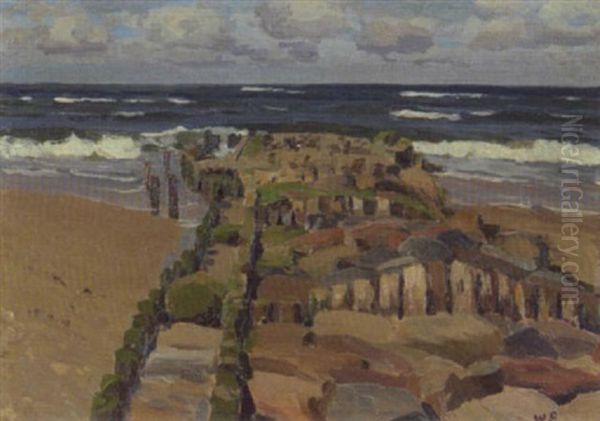 Buhne Am Nordseestrand Oil Painting by Wilhelm Bartsch