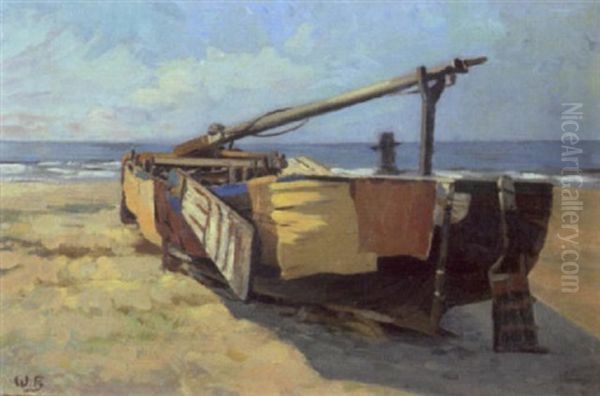 Fisherboot Am Meeresstrand Oil Painting by Wilhelm Bartsch