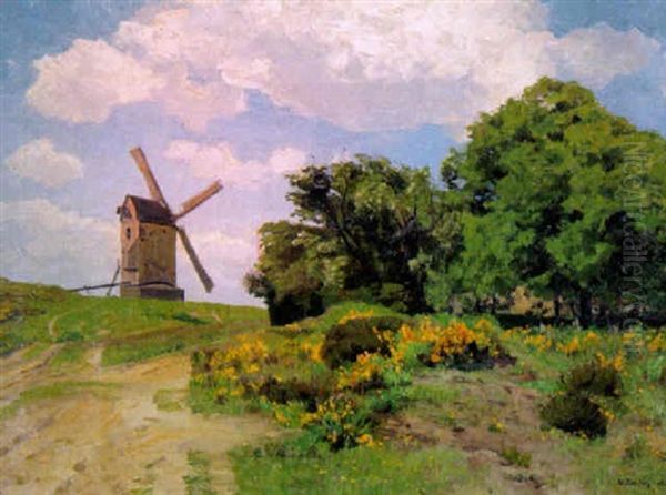 Fruhlingslandschaft Mit Windmuhle Oil Painting by Wilhelm Bartsch