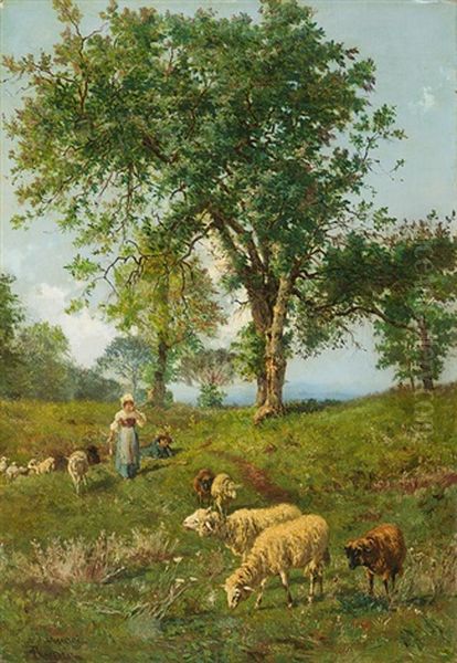 Landschaft Mit Hirten Und Schafen Oil Painting by Pietro Barucci