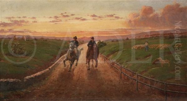 Cavaliers Sur Le Chemin Au Crepuscule Oil Painting by Pietro Barucci