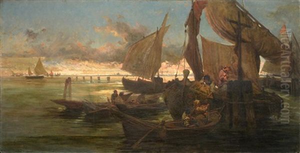 Un Tramonto A Venezia Oil Painting by Pietro Barucci