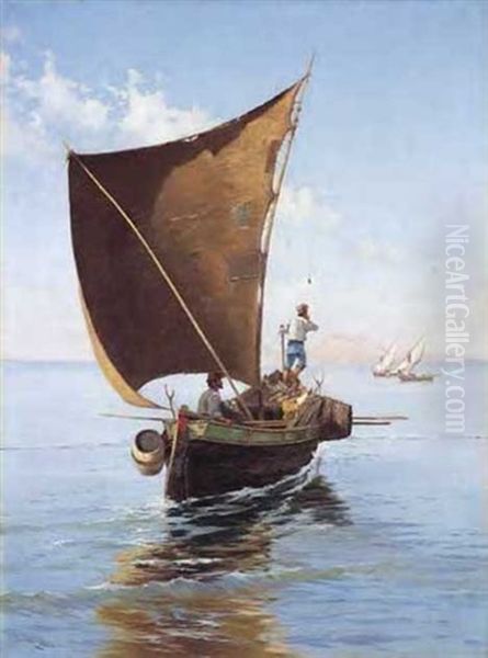 Fishermen Setting Off Oil Painting by Pietro Barucci