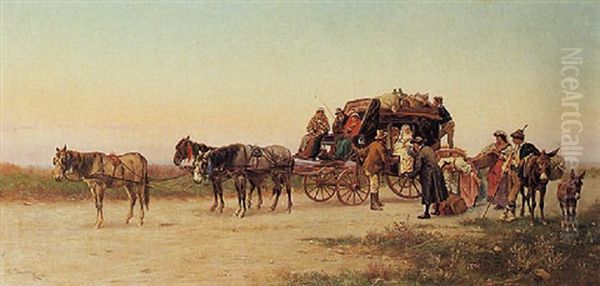 Viaggio In Carozza Oil Painting by Pietro Barucci