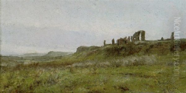 Paesaggio Della Campagnia Romana Con Antichi Ruderi Oil Painting by Pietro Barucci