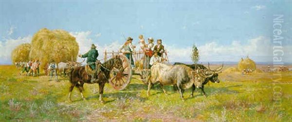 The Hay Harvest Oil Painting by Pietro Barucci