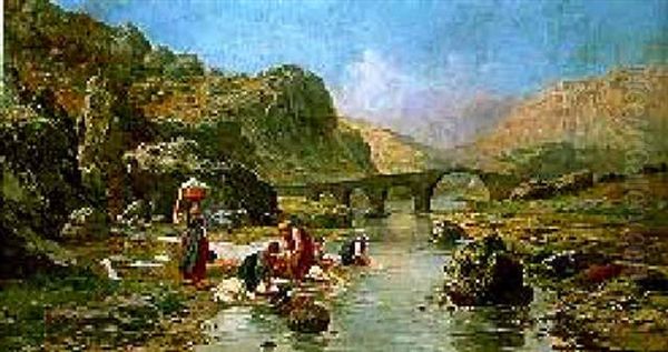 The Washerwomen Oil Painting by Pietro Barucci