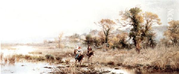 Crossing The Marsh Oil Painting by Pietro Barucci