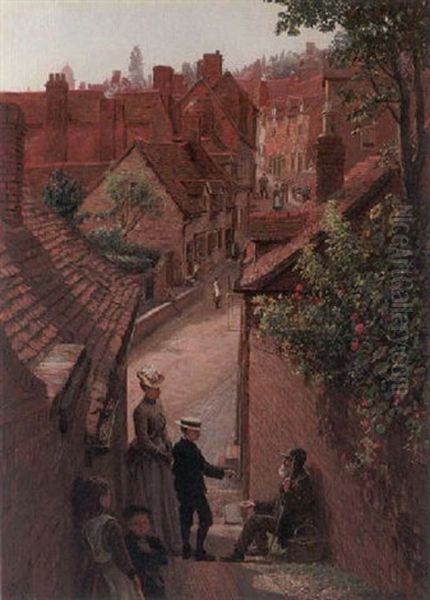 Village Life Oil Painting by Frederick Bacon Barwell