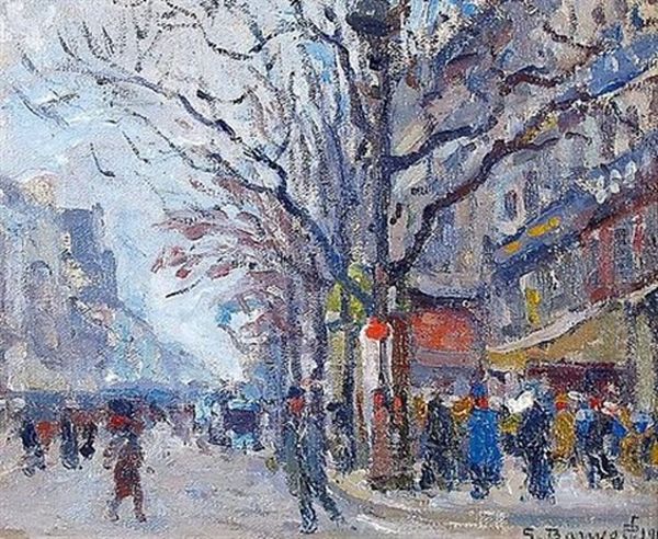 Les Grands Boulevards Oil Painting by Georges Barwolf