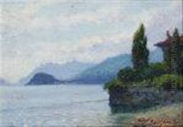 Punta Di Bellagio (menaggio) Oil Painting by Licinio Barzanti