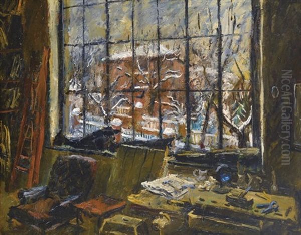 Atelier Window Oil Painting by Andor Basch