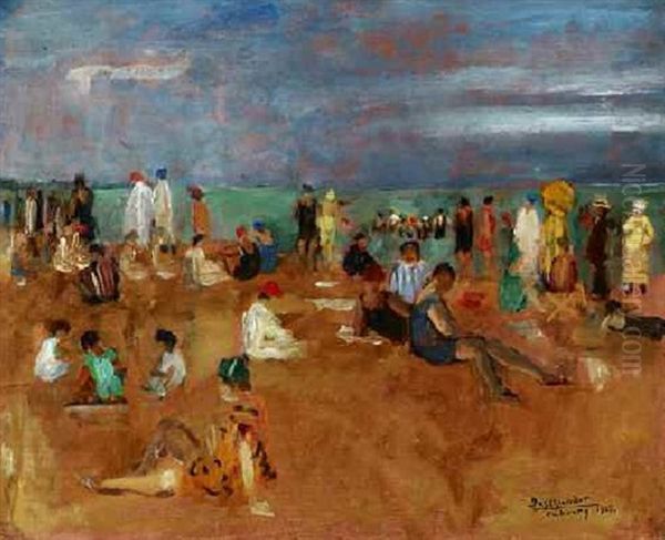 The French Beach (cabourg) Oil Painting by Andor Basch