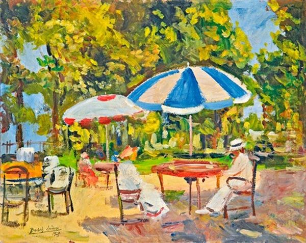 Mediterran Parkreszlet Oil Painting by Andor Basch