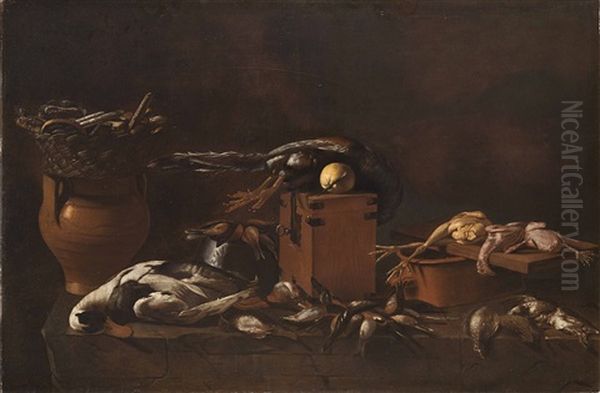 Natura Morta Di Pollame E Dolciumi Oil Painting by Evaristo Baschenis