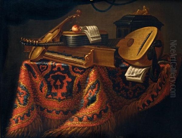 Nature Morte Aux Instruments De Musique Oil Painting by Evaristo Baschenis