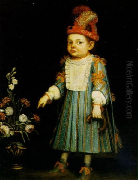 Ritratto Di Bambina Con Vaso Di Fiori Oil Painting by Evaristo Baschenis