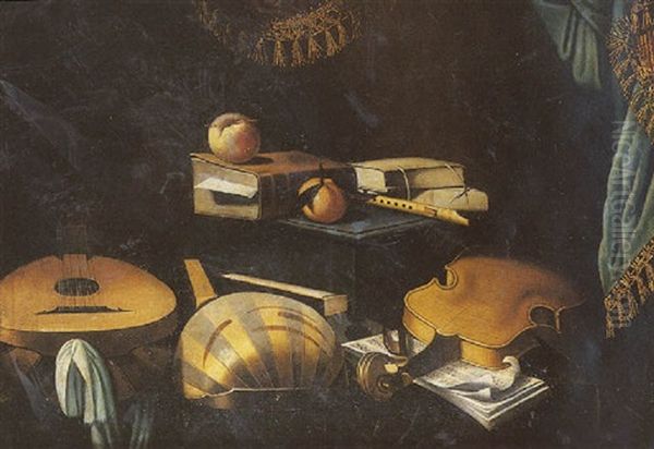 Nature Morte Aux Instruments De Musique Oil Painting by Evaristo Baschenis