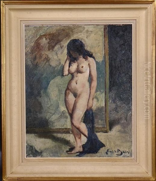 Naked Woman Standing In Front Oil Painting by Emile Base