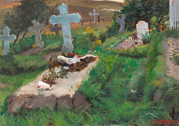 Friedhof (ahrenshoop) Oil Painting by Heinrich Basedow