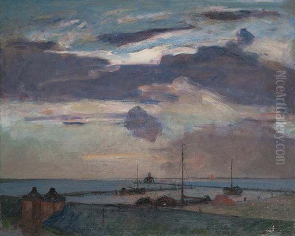 Scheldt View Oil Painting by Richard Baseleer