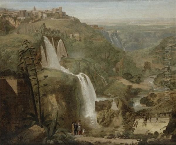 Vue De Tivoli Oil Painting by Luigi Basiletti