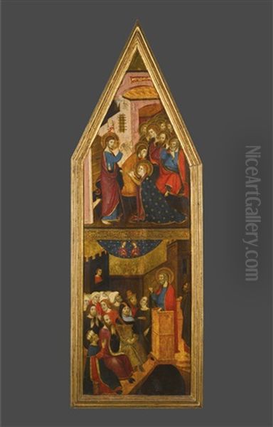 Lateral Wing From An Altarpiece With Episodes From The Life Of Saint Peter Oil Painting by Ferrer Bassa