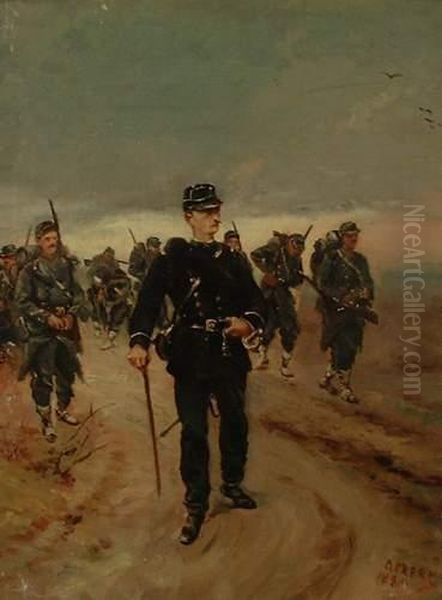 Les Militaires En Campagne Oil Painting by Aekert