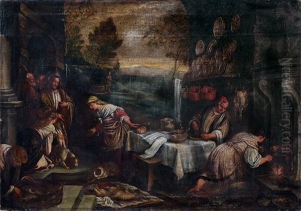 Le Christ Chez Marthe Et Marie (luc X, 38-42) Oil Painting by Francesco Bassano the Younger