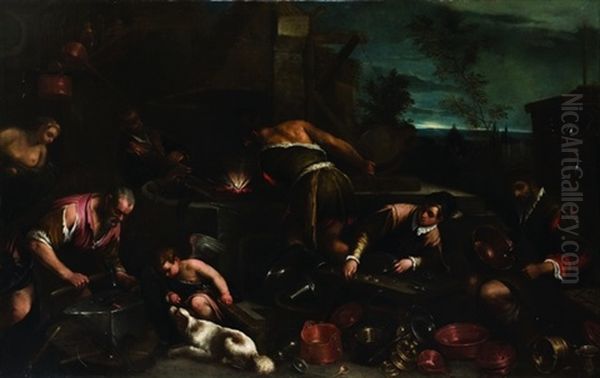 La Fucina Di Vulcano Oil Painting by Francesco Bassano the Younger