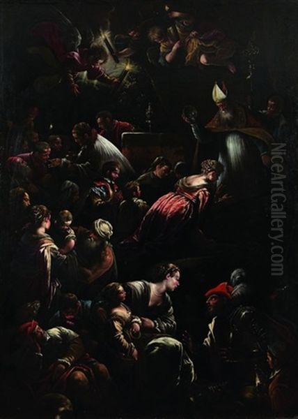 Battesimo Di Santa Afra Oil Painting by Francesco Bassano the Younger