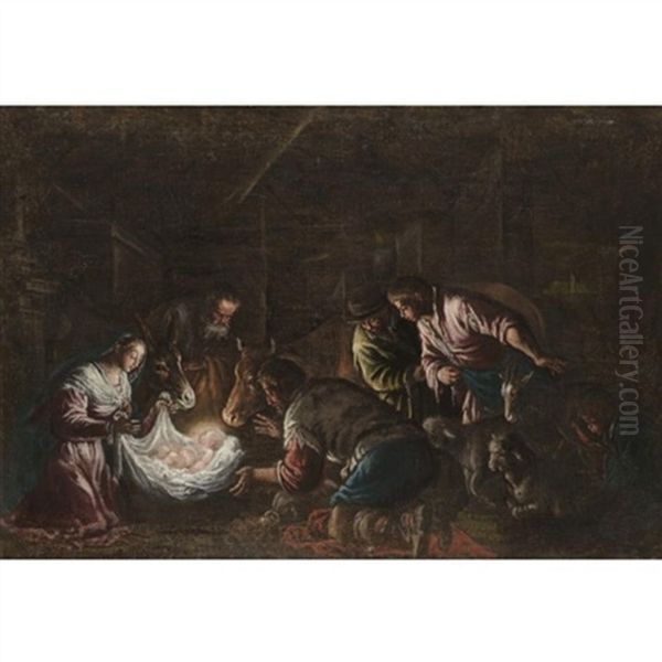 The Adoration Of The Shepherds Oil Painting by Francesco Bassano the Younger