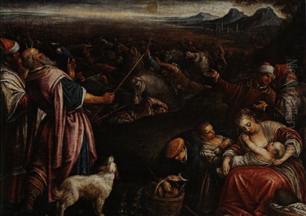 Die Armee Des Pharaos Wird Vom Roten Meer Verschlungen Oil Painting by Francesco Bassano the Younger