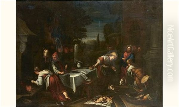 Le Christ Chez Marthe Et Marie Oil Painting by Francesco Bassano the Younger